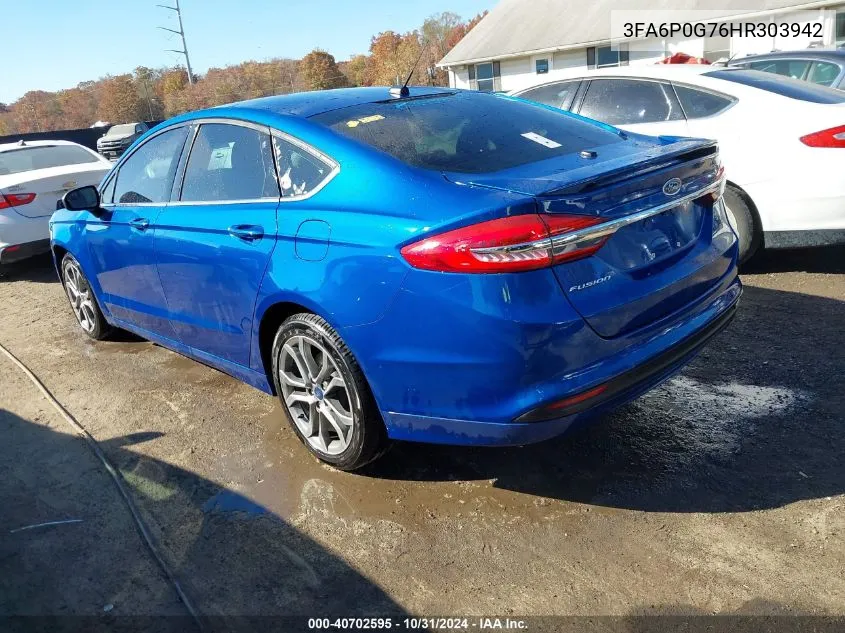 2017 Ford Fusion S VIN: 3FA6P0G76HR303942 Lot: 40702595