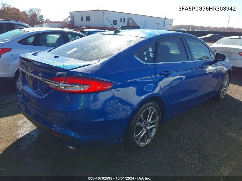 2017 Ford Fusion S VIN: 3FA6P0G76HR303942 Lot: 40702595