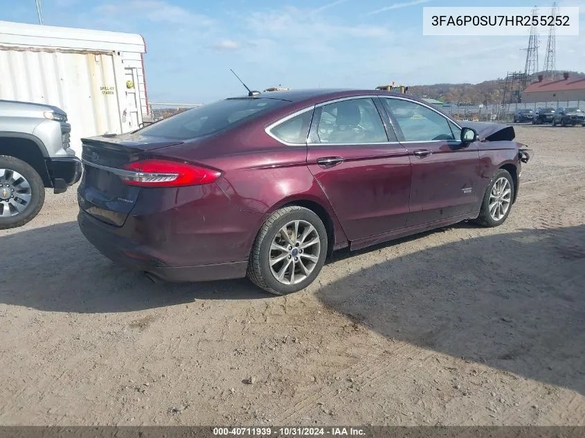 2017 Ford Fusion Energi Titanium VIN: 3FA6P0SU7HR255252 Lot: 40711939