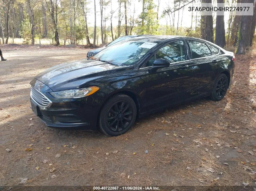 2017 Ford Fusion Se VIN: 3FA6P0HD4HR274977 Lot: 40722867