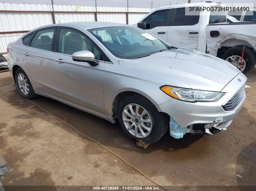 2017 Ford Fusion S VIN: 3FA6P0G73HR184490 Lot: 40729065