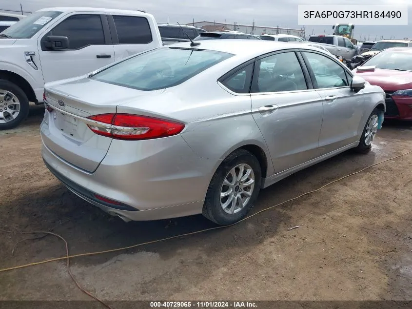 2017 Ford Fusion S VIN: 3FA6P0G73HR184490 Lot: 40729065