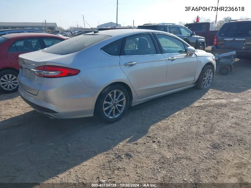 2017 Ford Fusion Se VIN: 3FA6P0H73HR236618 Lot: 40734739