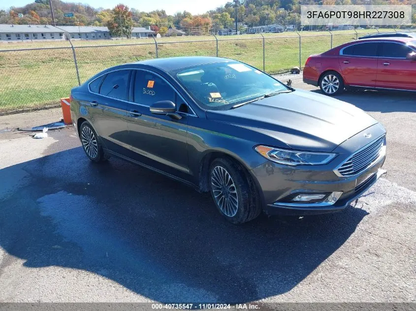 2017 Ford Fusion Se VIN: 3FA6P0T98HR227308 Lot: 40735547