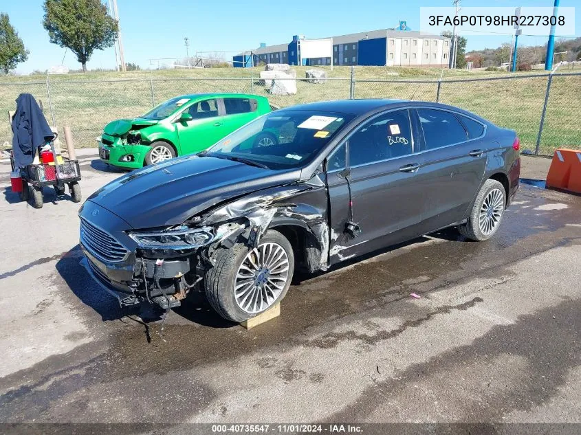 2017 Ford Fusion Se VIN: 3FA6P0T98HR227308 Lot: 40735547