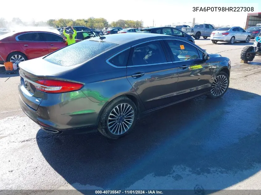 2017 Ford Fusion Se VIN: 3FA6P0T98HR227308 Lot: 40735547