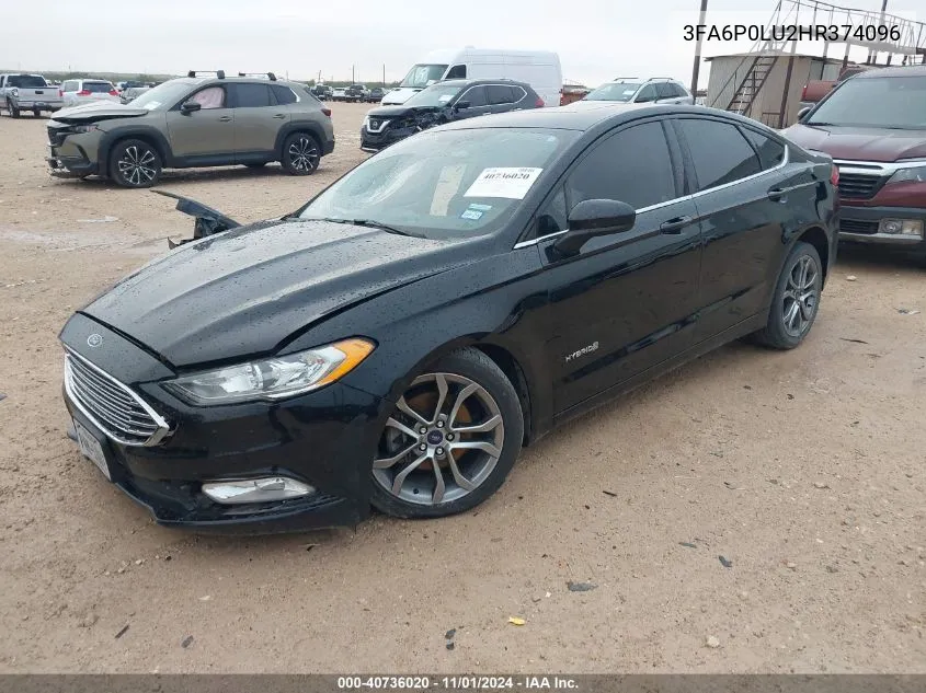 2017 Ford Fusion Hybrid Se VIN: 3FA6P0LU2HR374096 Lot: 40736020