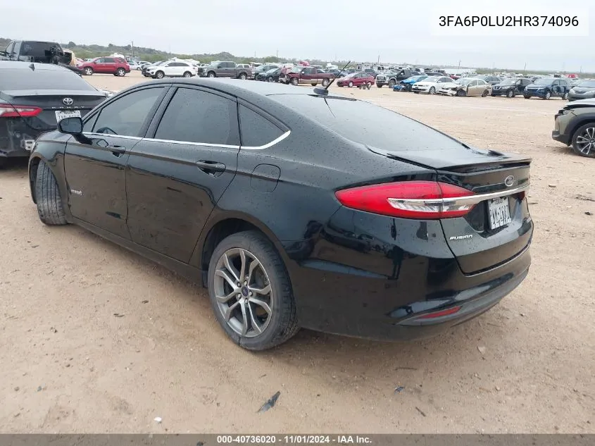 2017 Ford Fusion Hybrid Se VIN: 3FA6P0LU2HR374096 Lot: 40736020