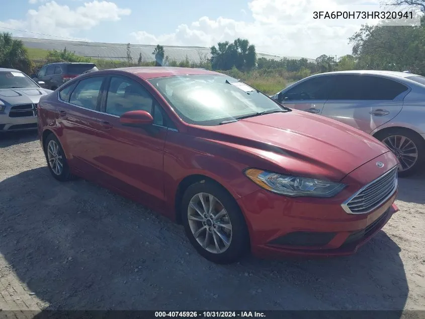 2017 Ford Fusion Se VIN: 3FA6P0H73HR320941 Lot: 40745926