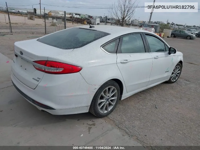 2017 Ford Fusion Hybrid Se VIN: 3FA6P0LU1HR182796 Lot: 40749485