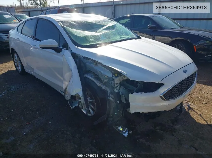 2017 Ford Fusion Se VIN: 3FA6P0HD1HR364913 Lot: 40749731