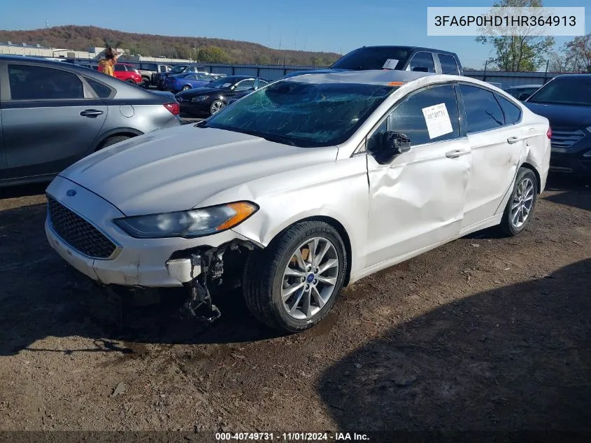 2017 Ford Fusion Se VIN: 3FA6P0HD1HR364913 Lot: 40749731