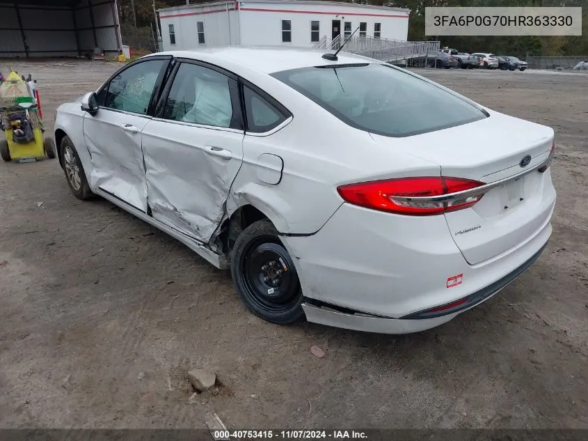 2017 Ford Fusion S VIN: 3FA6P0G70HR363330 Lot: 40753415