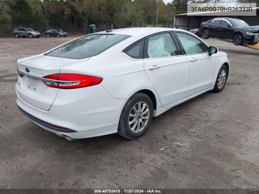 2017 Ford Fusion S VIN: 3FA6P0G70HR363330 Lot: 40753415