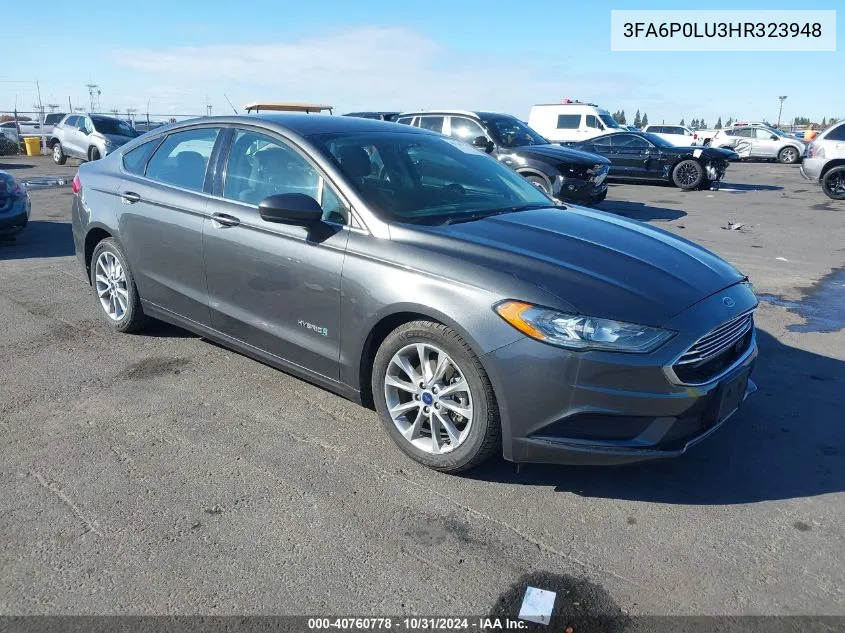 2017 Ford Fusion Hybrid Se VIN: 3FA6P0LU3HR323948 Lot: 40760778