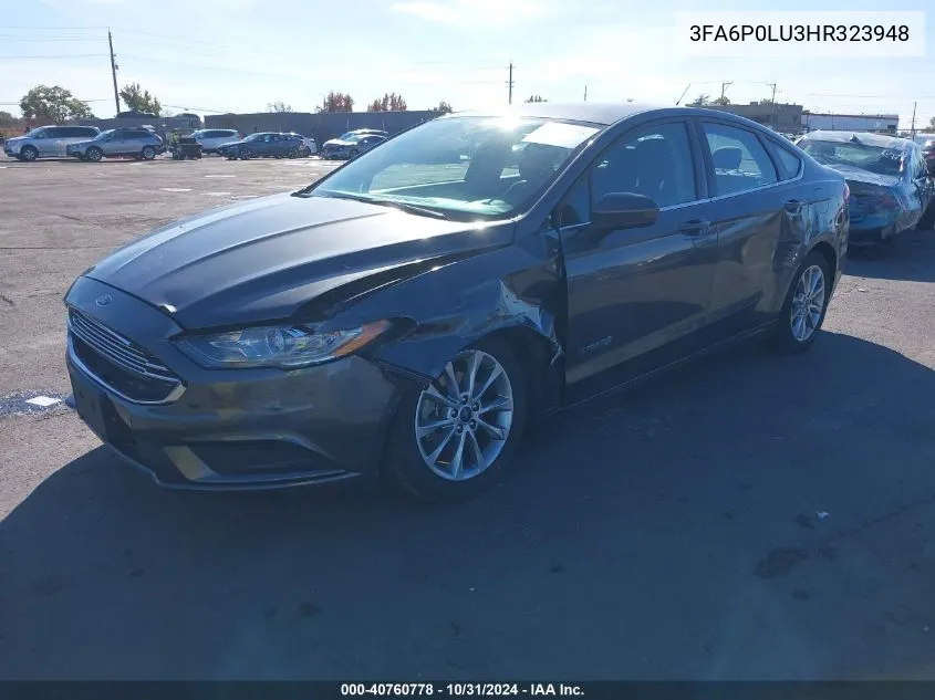 2017 Ford Fusion Hybrid Se VIN: 3FA6P0LU3HR323948 Lot: 40760778