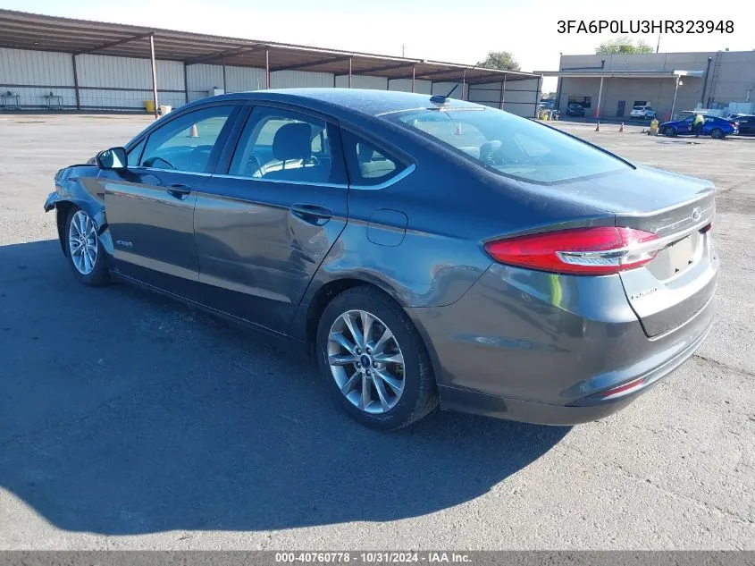 2017 Ford Fusion Hybrid Se VIN: 3FA6P0LU3HR323948 Lot: 40760778