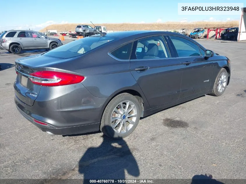 2017 Ford Fusion Hybrid Se VIN: 3FA6P0LU3HR323948 Lot: 40760778