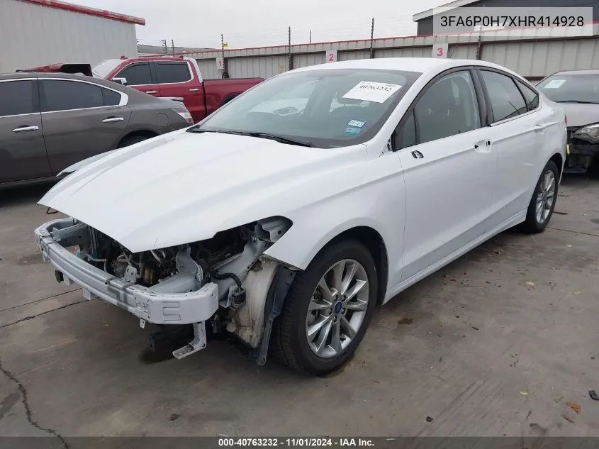 2017 Ford Fusion Se VIN: 3FA6P0H7XHR414928 Lot: 40763232