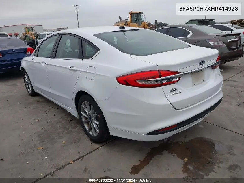 2017 Ford Fusion Se VIN: 3FA6P0H7XHR414928 Lot: 40763232