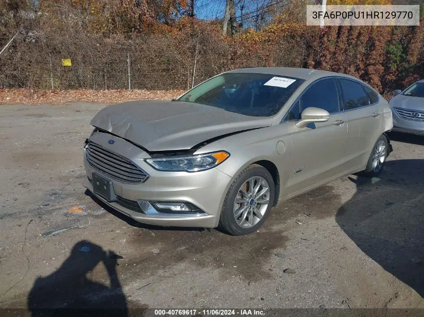 2017 Ford Fusion Energi Se Luxury VIN: 3FA6P0PU1HR129770 Lot: 40769617