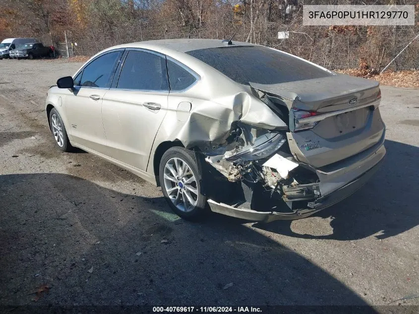 2017 Ford Fusion Energi Se Luxury VIN: 3FA6P0PU1HR129770 Lot: 40769617