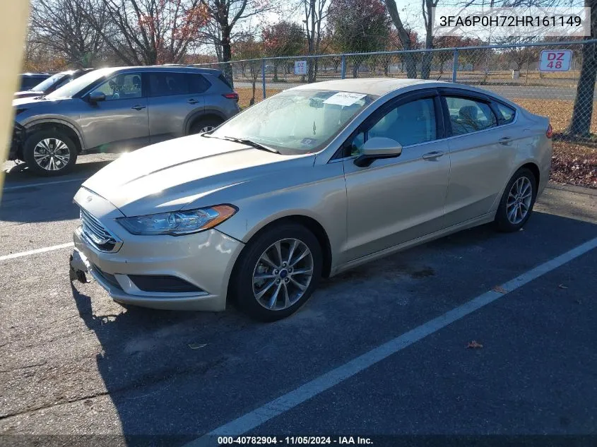 2017 Ford Fusion Se VIN: 3FA6P0H72HR161149 Lot: 40782904