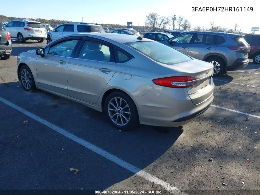 2017 Ford Fusion Se VIN: 3FA6P0H72HR161149 Lot: 40782904