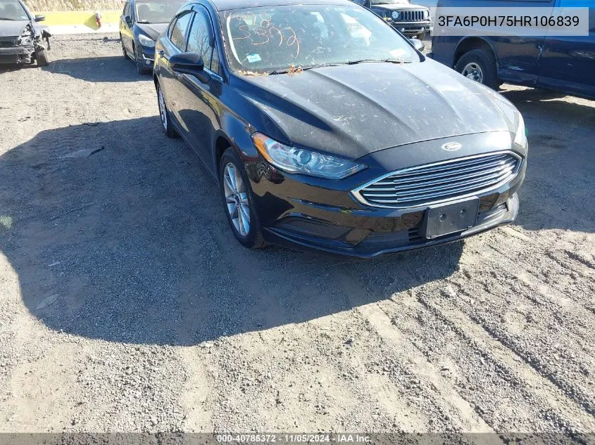 2017 Ford Fusion Se VIN: 3FA6P0H75HR106839 Lot: 40785372