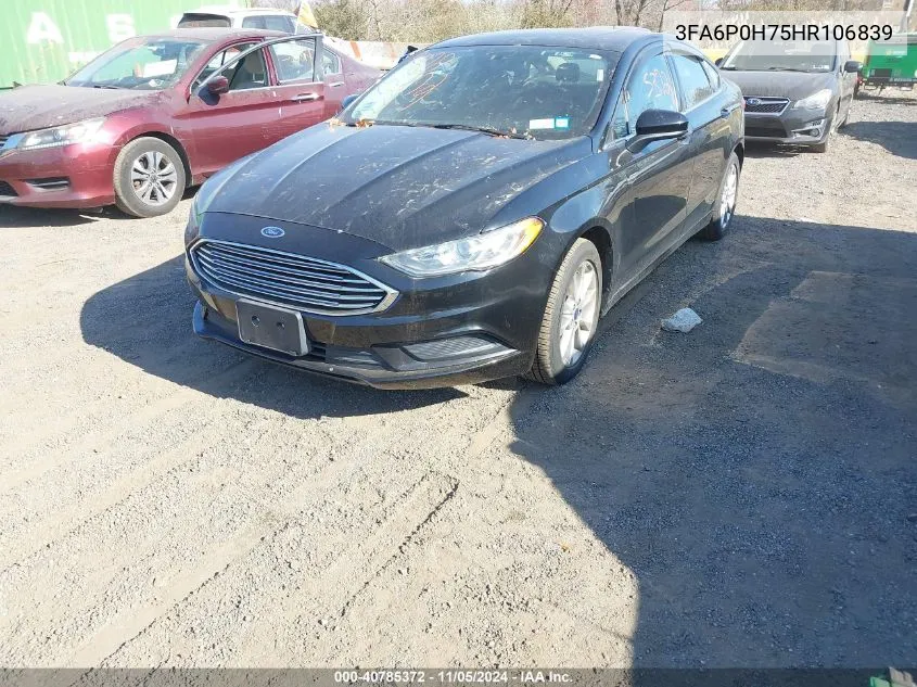 2017 Ford Fusion Se VIN: 3FA6P0H75HR106839 Lot: 40785372