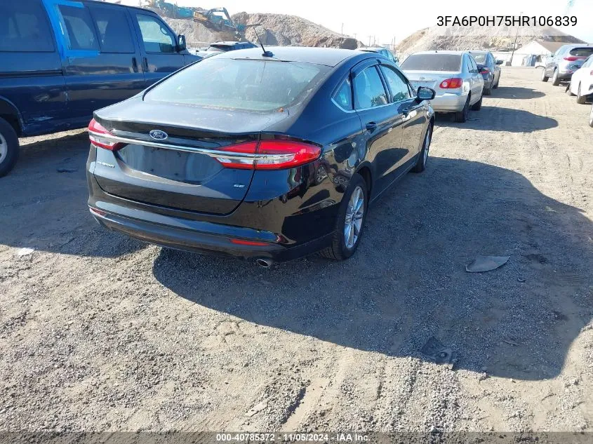 2017 Ford Fusion Se VIN: 3FA6P0H75HR106839 Lot: 40785372