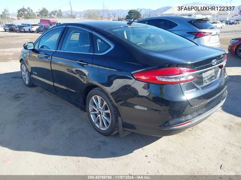 2017 Ford Fusion Hybrid Se VIN: 3FA6P0LUXHR122337 Lot: 40789788