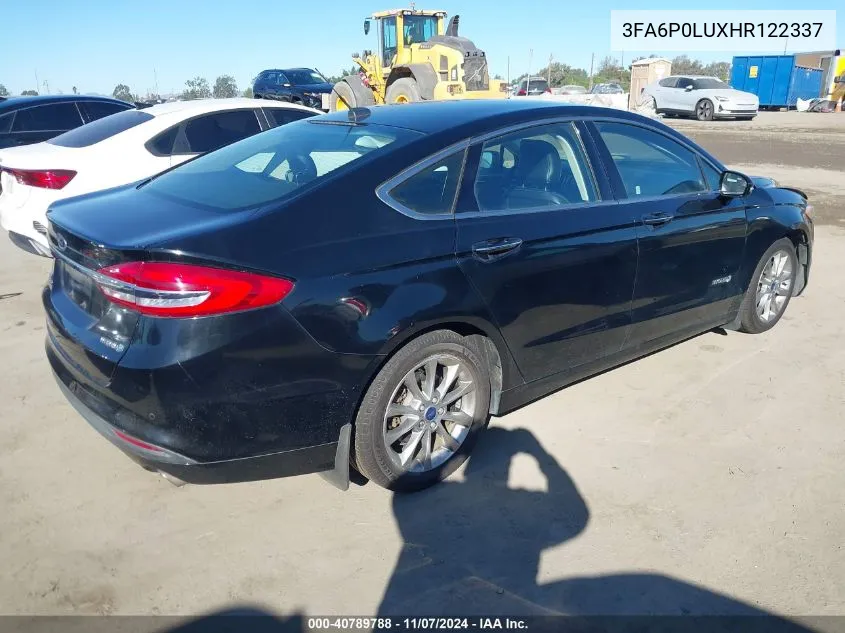 2017 Ford Fusion Hybrid Se VIN: 3FA6P0LUXHR122337 Lot: 40789788