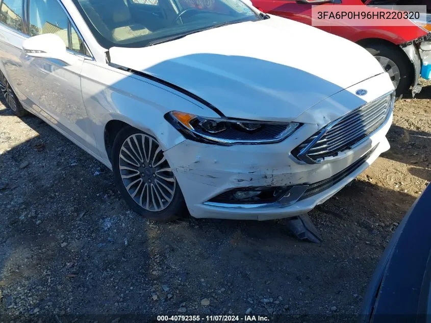 2017 Ford Fusion Se VIN: 3FA6P0H96HR220320 Lot: 40792355