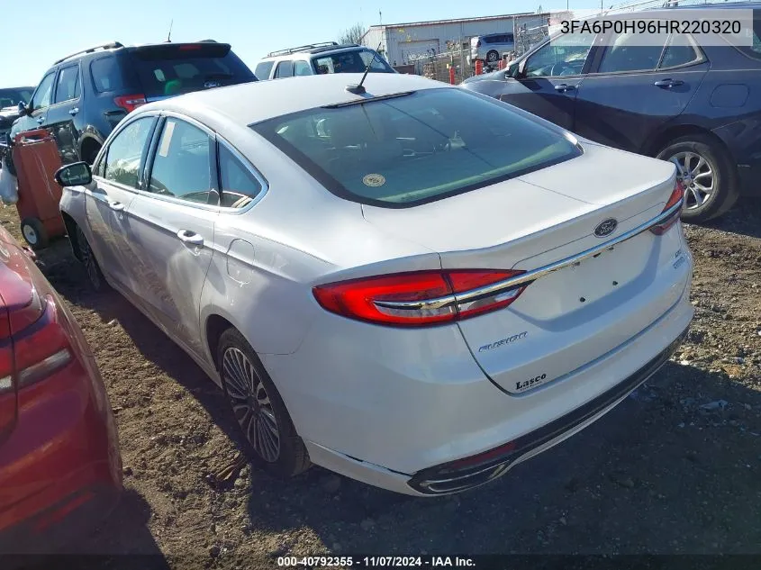 2017 Ford Fusion Se VIN: 3FA6P0H96HR220320 Lot: 40792355