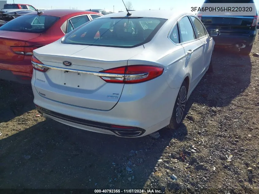 2017 Ford Fusion Se VIN: 3FA6P0H96HR220320 Lot: 40792355