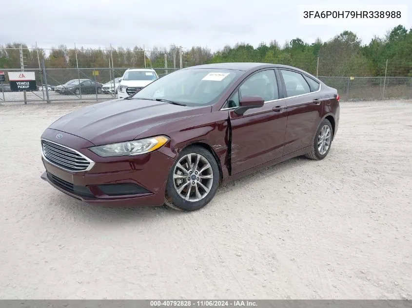 2017 Ford Fusion Se VIN: 3FA6P0H79HR338988 Lot: 40792828