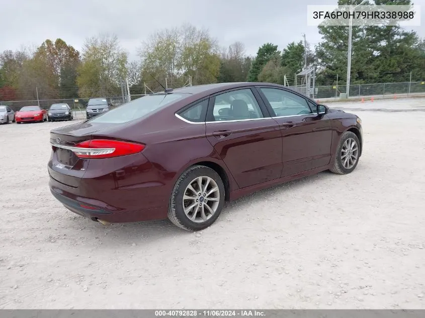 2017 Ford Fusion Se VIN: 3FA6P0H79HR338988 Lot: 40792828