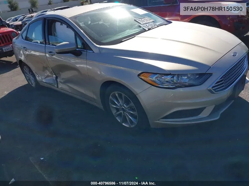 2017 Ford Fusion Se VIN: 3FA6P0H78HR150530 Lot: 40796586