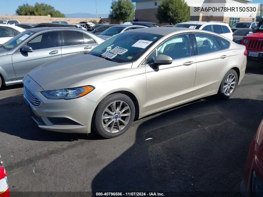 2017 Ford Fusion Se VIN: 3FA6P0H78HR150530 Lot: 40796586