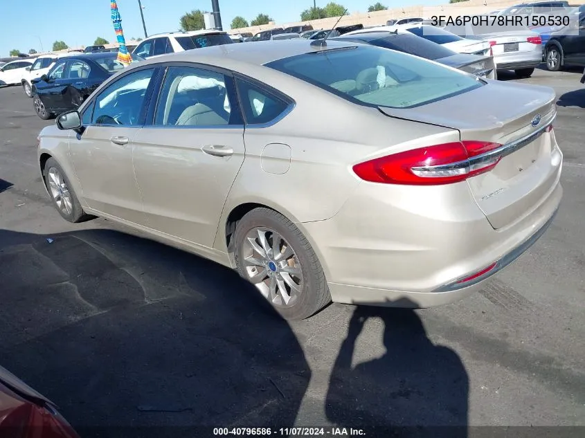 2017 Ford Fusion Se VIN: 3FA6P0H78HR150530 Lot: 40796586