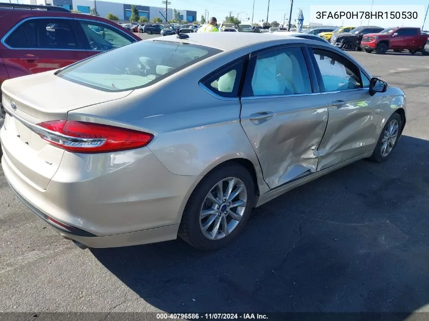 2017 Ford Fusion Se VIN: 3FA6P0H78HR150530 Lot: 40796586