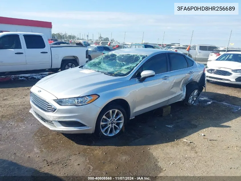 2017 Ford Fusion Se VIN: 3FA6P0HD8HR256689 Lot: 40808568