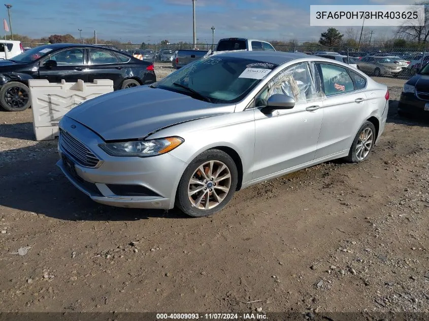 2017 Ford Fusion Se VIN: 3FA6P0H73HR403625 Lot: 40809093