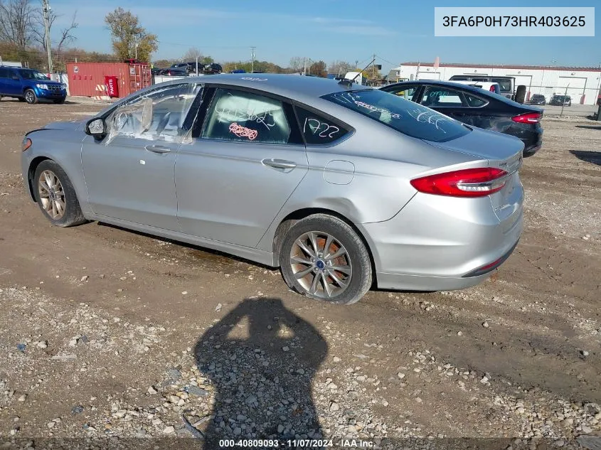 2017 Ford Fusion Se VIN: 3FA6P0H73HR403625 Lot: 40809093