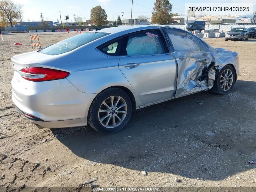 2017 Ford Fusion Se VIN: 3FA6P0H73HR403625 Lot: 40809093