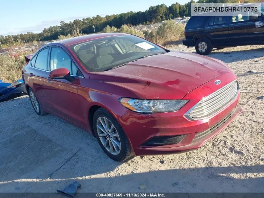 2017 Ford Fusion Se VIN: 3FA6P0HD5HR410775 Lot: 40827669