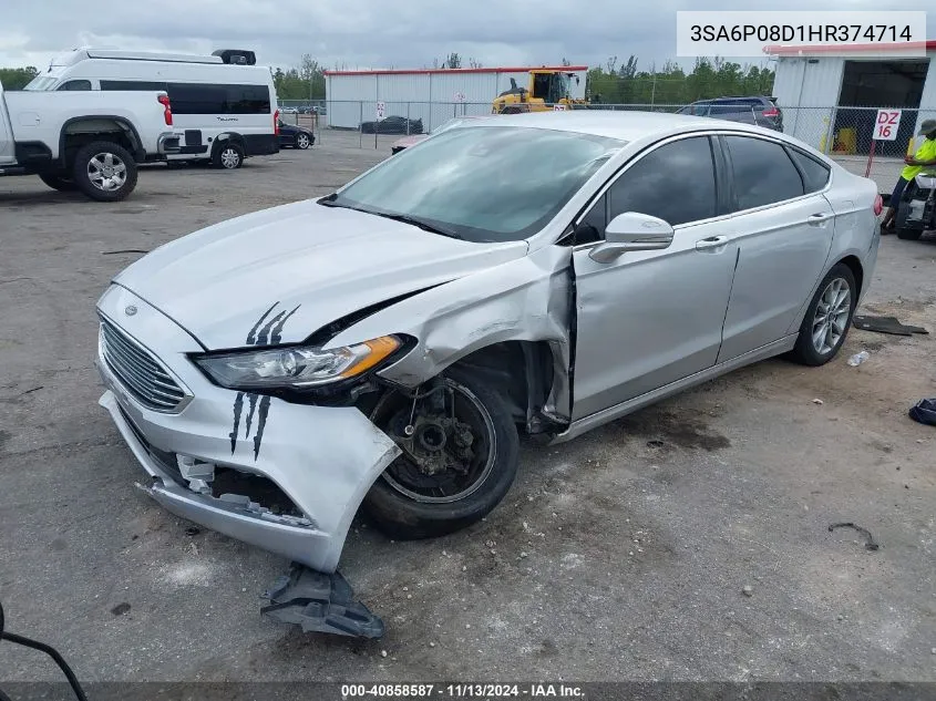 2017 Ford Fusion VIN: 3SA6P08D1HR374714 Lot: 40858587