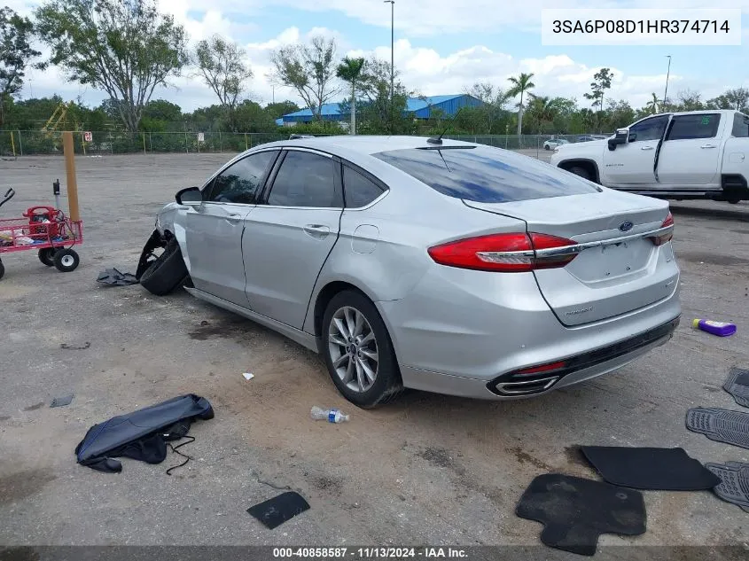 2017 Ford Fusion VIN: 3SA6P08D1HR374714 Lot: 40858587