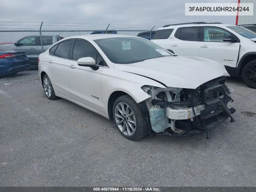 2017 Ford Fusion Hybrid Se VIN: 3FA6P0LU0HR264244 Lot: 40875944